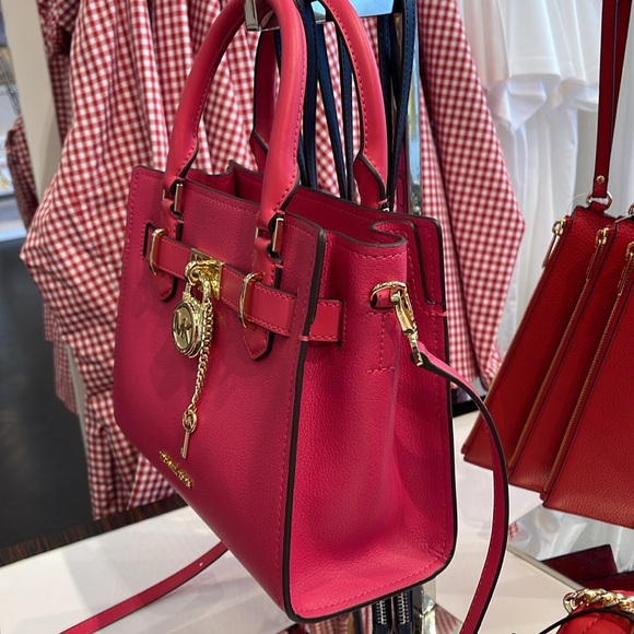 Michael Kors Hamilton Small Satchel Shoulder Crossbody Bag 
Electric Pink 
NWT - Picture 4 of 16